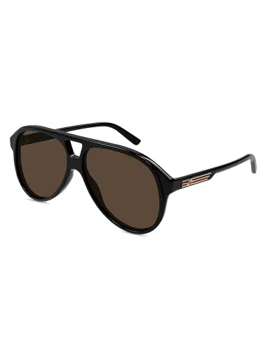 Gucci Men's Archive Details 59MM Acetate Web Pilot Sunglasses - Black | Thumbnail 1