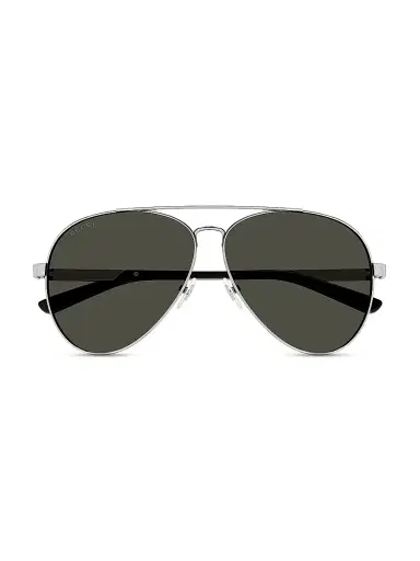 Gucci Men's Archive Details 61MM Metal Pilot Sunglasses - Ruthenium | Thumbnail 2