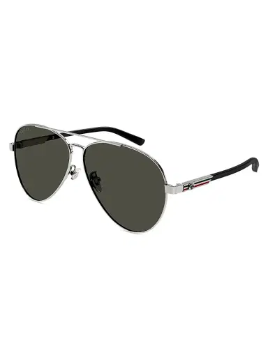 Gucci Men's Archive Details 61MM Metal Pilot Sunglasses - Ruthenium | Thumbnail 3