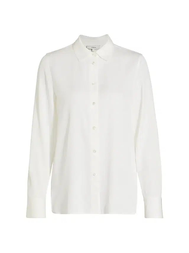 Vince Women's Silk-Blend Slim-Fit Blouse - Optic White