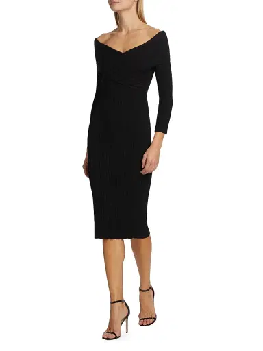 Veronica Beard Women's Soraya Off-The-Shoulder Body-Con Dress - Black | Thumbnail 2