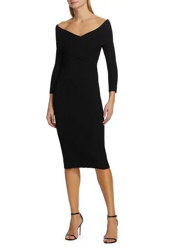Veronica Beard Women's Soraya Off-The-Shoulder Body-Con Dress - Black | Thumbnail 3