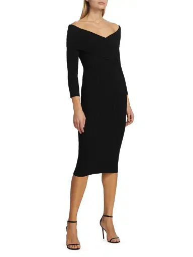 Veronica Beard Women's Soraya Off-The-Shoulder Body-Con Dress - Black | Thumbnail 4