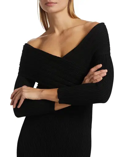 Veronica Beard Women's Soraya Off-The-Shoulder Body-Con Dress - Black | Thumbnail 6