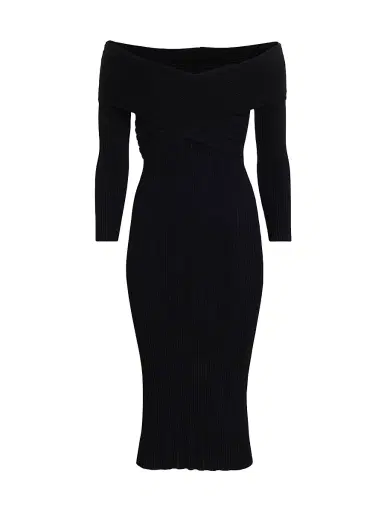 Veronica Beard Women's Soraya Off-The-Shoulder Body-Con Dress - Black | Thumbnail 1