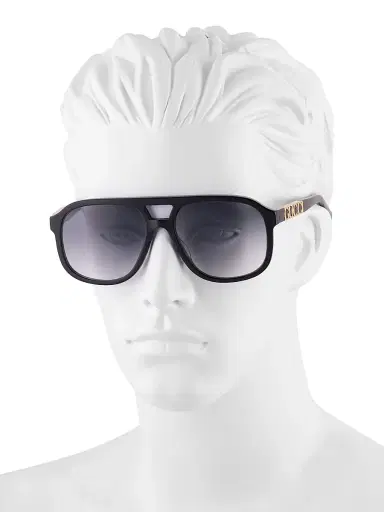 Gucci Men's Sign 58MM Pilot Sunglasses - Black | Thumbnail 4