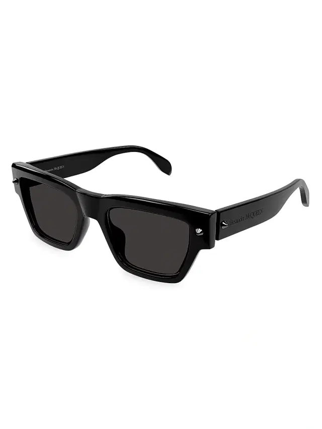 McQueen Men's Spike Studs 53MM Square Acetate Sunglasses - Black
