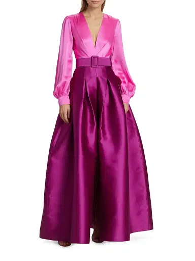 SACHIN & BABI Women's Zoe Satin Colorblocked Belted Gown - Pink - Size 4 | Thumbnail 3 SACHIN & BABI Women's Zoe Satin Colorblocked Belted Gown - Pink - Size 4 | Thumbnail 3