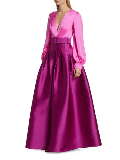 SACHIN & BABI Women's Zoe Satin Colorblocked Belted Gown - Pink - Size 4 | Thumbnail 4 SACHIN & BABI Women's Zoe Satin Colorblocked Belted Gown - Pink - Size 4 | Thumbnail 4
