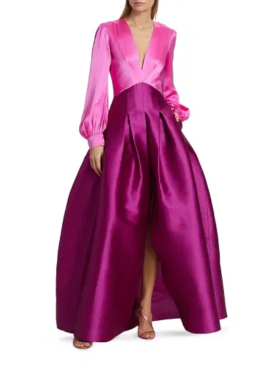 SACHIN & BABI Women's Zoe Satin Colorblocked Belted Gown - Pink - Size 4 | Thumbnail 6 SACHIN & BABI Women's Zoe Satin Colorblocked Belted Gown - Pink - Size 4 | Thumbnail 6