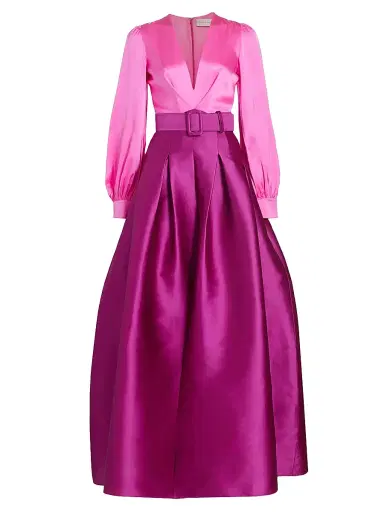 SACHIN & BABI Women's Zoe Satin Colorblocked Belted Gown - Pink - Size 4 | Thumbnail 1 SACHIN & BABI Women's Zoe Satin Colorblocked Belted Gown - Pink - Size 4 | Thumbnail 1