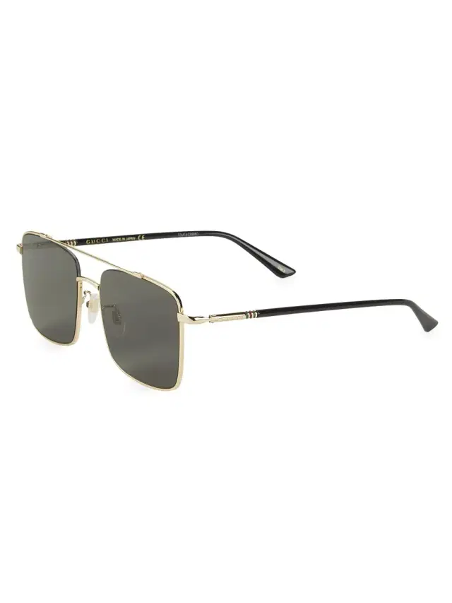 Men's 56MM Square Sunglasses - Gold