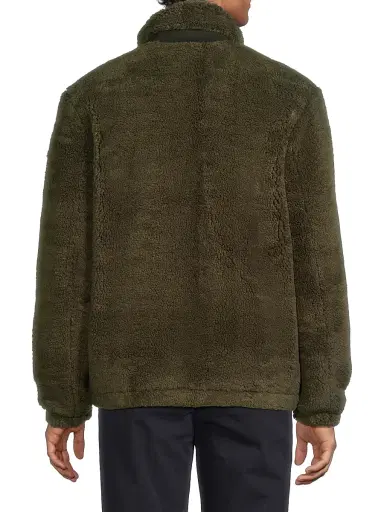 Vince Men's Faux-Sherpa Zip-Up Jacket - Dark Leaf | Thumbnail 5 Vince Men's Faux-Sherpa Zip-Up Jacket - Dark Leaf | Thumbnail 5