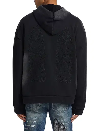 Who Decides War Men's Thorned Embroidered Cotton Hoodie - Vintage Grey | Thumbnail 5 Who Decides War Men's Thorned Embroidered Cotton Hoodie - Vintage Grey | Thumbnail 5