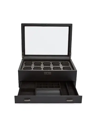 Wolf Axis 10-Watch Storage Box With Drawer | Thumbnail 4 Wolf Axis 10-Watch Storage Box With Drawer | Thumbnail 4