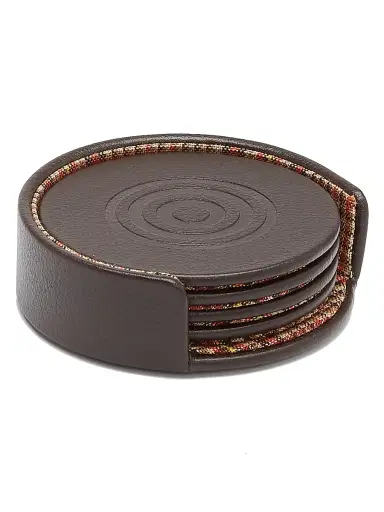 Wolf WM Brown X  4-Piece Coasters & Case Set - Brown | Thumbnail 3