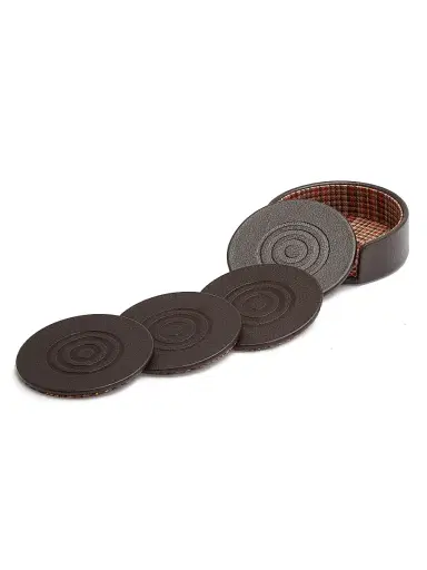 Wolf WM Brown X  4-Piece Coasters & Case Set - Brown | Thumbnail 5