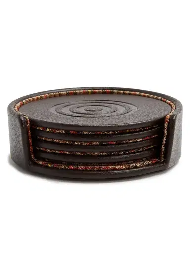 Wolf WM Brown X  4-Piece Coasters & Case Set - Brown | Thumbnail 1
