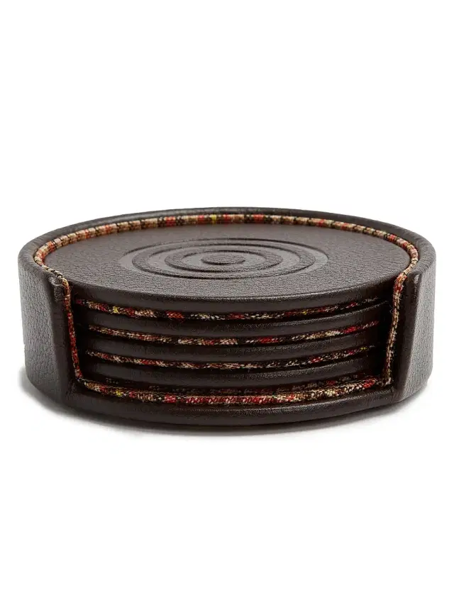 Wolf WM Brown X  4-Piece Coasters & Case Set - Brown