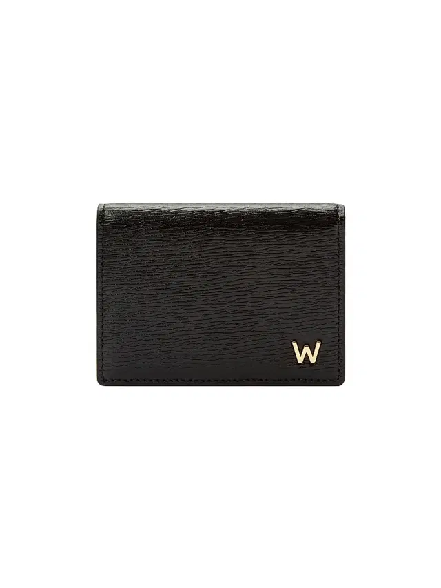 Wolf W Leather Gusset Card Case - Black
