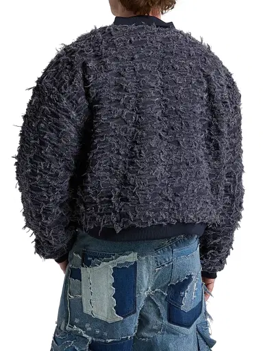 Who Decides War Men's Husk Distressed Cotton Bomber Jacket - Indigo - Size XXXL | Thumbnail 5 Who Decides War Men's Husk Distressed Cotton Bomber Jacket - Indigo - Size XXXL | Thumbnail 5