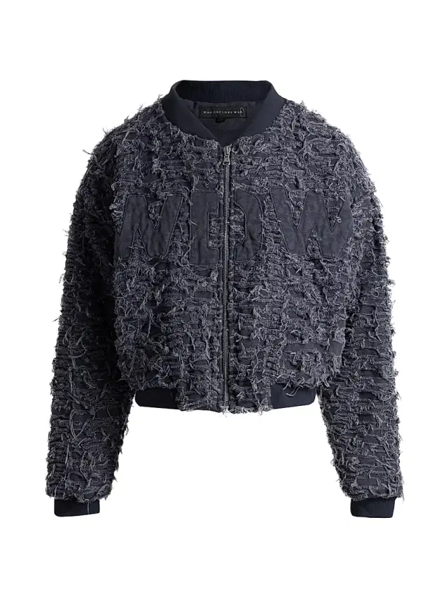 Men's Husk Distressed Cotton Bomber Jacket - Indigo