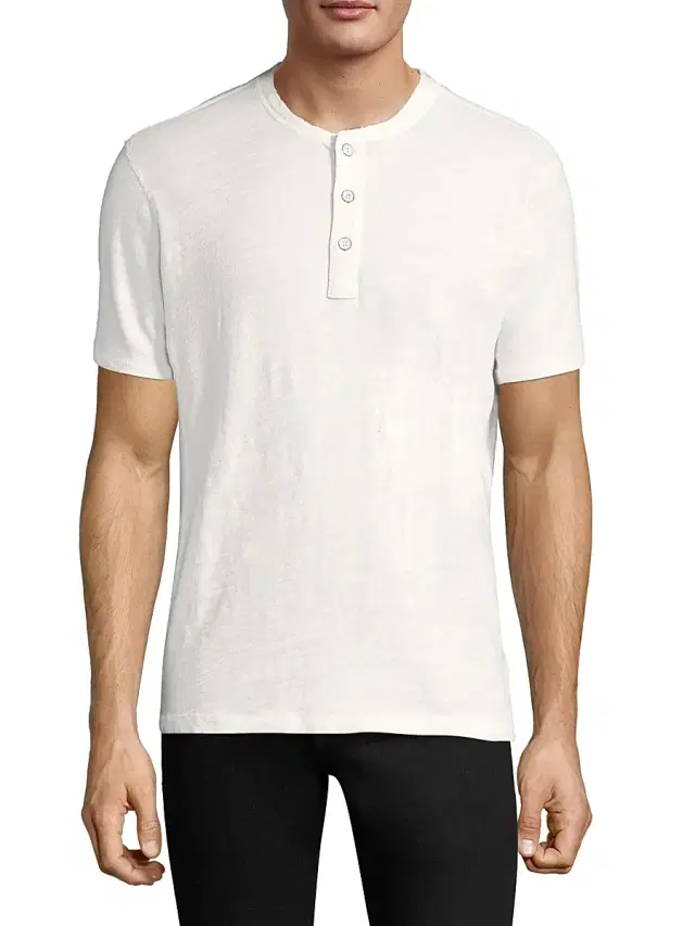 rag & bone Men's Textured Slim-fit Short Sleeve Henley T-Shirt - White