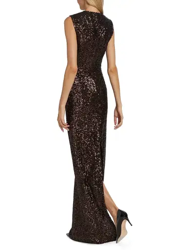 Michael Kors Collection Women's Sequined Sleeveless Column Gown - Chocolate | Thumbnail 5 Michael Kors Collection Women's Sequined Sleeveless Column Gown - Chocolate | Thumbnail 5