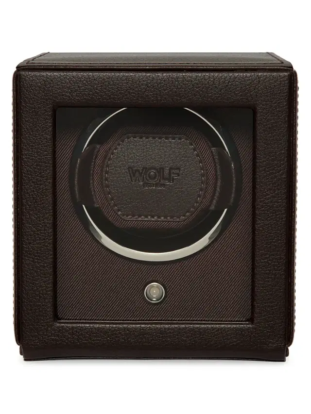 Wolf Cub Watch Winder With Cover - Brown