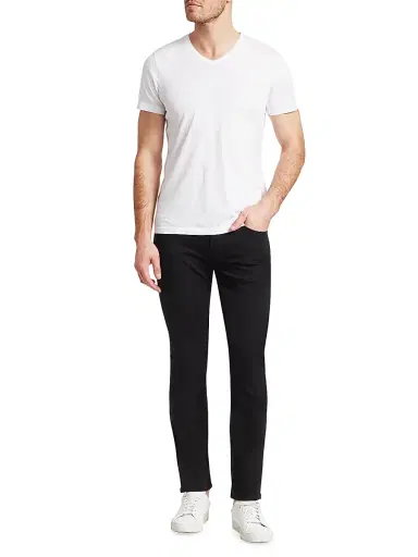 PAIGE Lennox Stretch Slim-Fit Jeans - Black Shadow - Size 40 | Thumbnail 2
