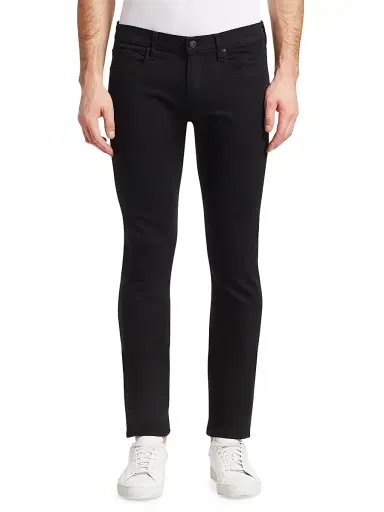 PAIGE Lennox Stretch Slim-Fit Jeans - Black Shadow - Size 40 | Thumbnail 3