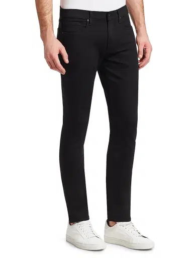PAIGE Lennox Stretch Slim-Fit Jeans - Black Shadow - Size 40 | Thumbnail 4