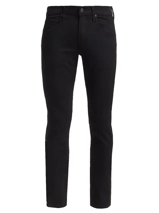 PAIGE Lennox Stretch Slim-Fit Jeans - Black Shadow - Size 40