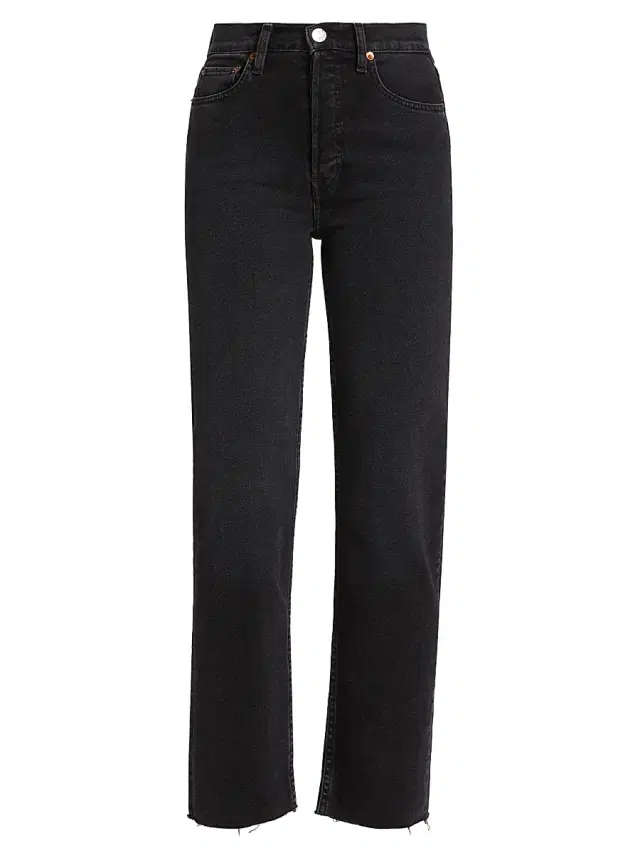 Re/done Women's 70s Stove Pipe High-Rise Stretch Crop Jeans - Washed Noir