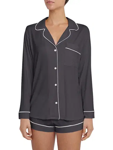 Eberjey Women's Gisele 2-Piece Piped Pajama Set - Graphite - Size XL | Thumbnail 1 Eberjey Women's Gisele 2-Piece Piped Pajama Set - Graphite - Size XL | Thumbnail 1