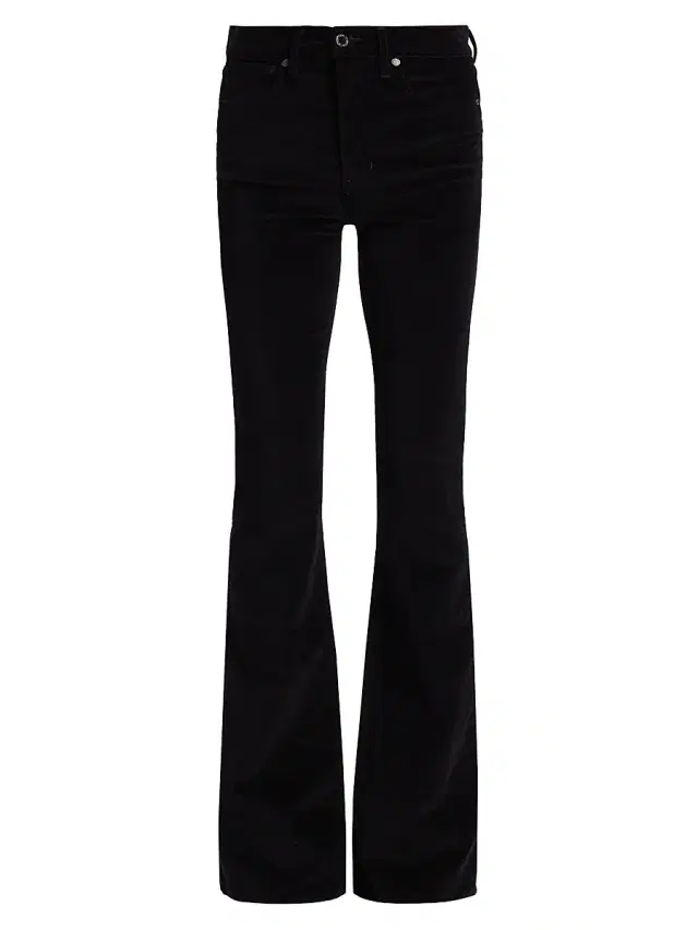 Veronica Beard Women's Beverly Velvet Skinny-Flare Pants - Black