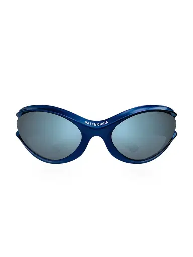 Balenciaga Men's Dynamo 77MM Geometric Sunglasses - Navy Blue Mirror | Thumbnail 2