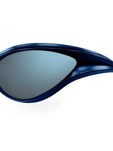 Balenciaga Men's Dynamo 77MM Geometric Sunglasses - Navy Blue Mirror | Thumbnail 4