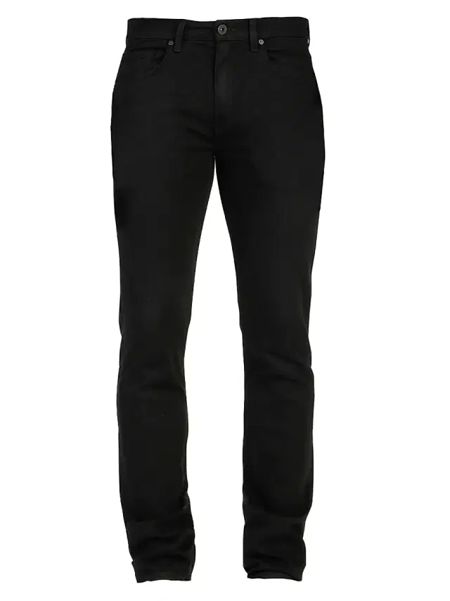 PAIGE Federal Stretch Slim-Straight Jeans - Black Shadow - Size 40