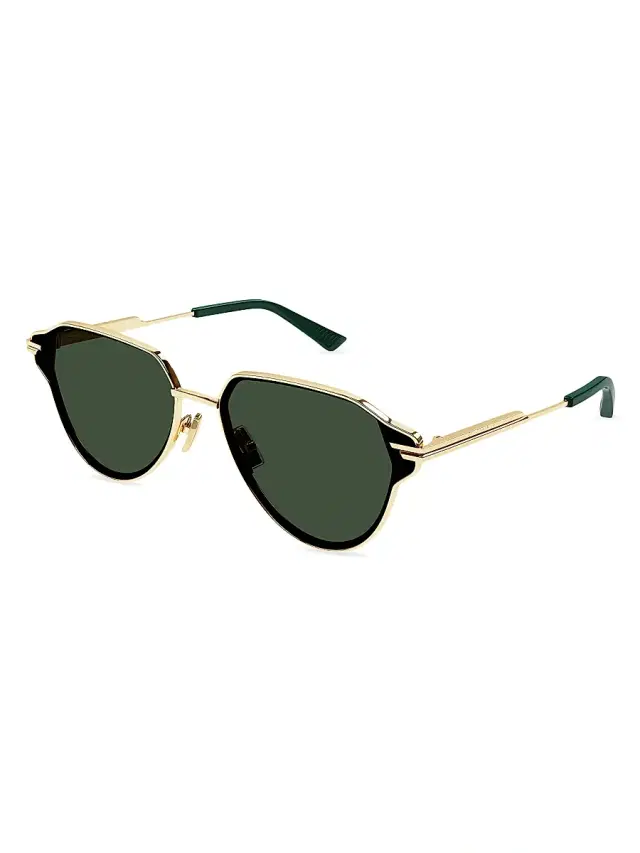 Bottega Veneta Men's Light Ribbon 63MM Pilot Sunglasses - Gold