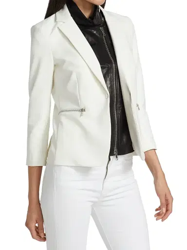 Veronica Beard Women's Moto Leather Dickey - Black | Thumbnail 4