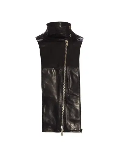 Veronica Beard Women's Moto Leather Dickey - Black | Thumbnail 1