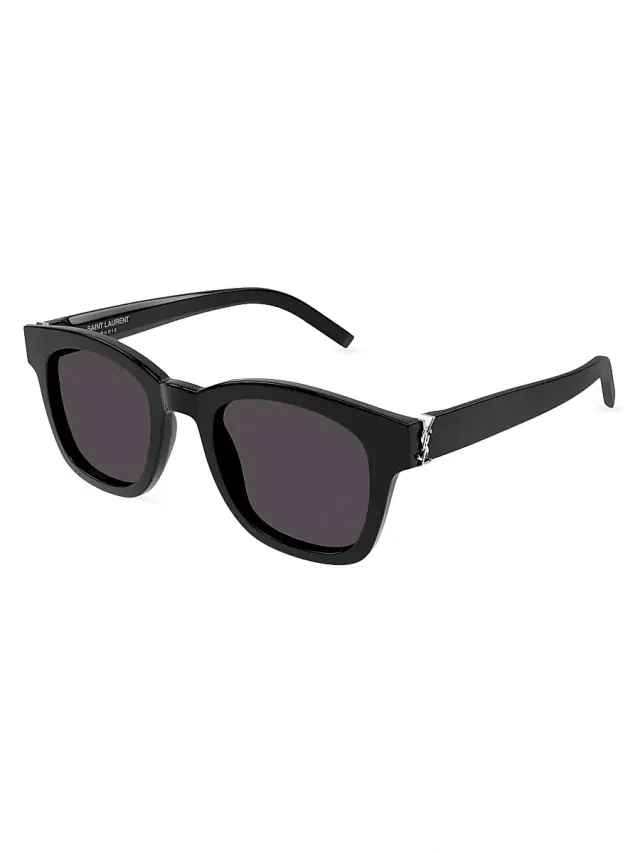 Saint Laurent Men's Monogram Hinge 49MM Square Sunglasses - Black