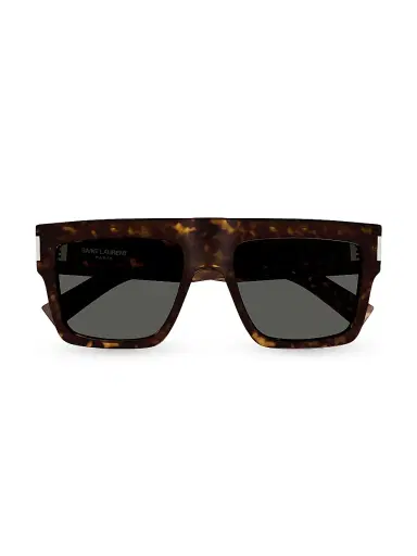 Saint Laurent Men's Naked Wirecore 55MM Square Sunglasses - Havana | Thumbnail 2