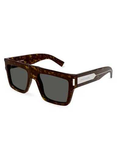 Saint Laurent Men's Naked Wirecore 55MM Square Sunglasses - Havana | Thumbnail 1