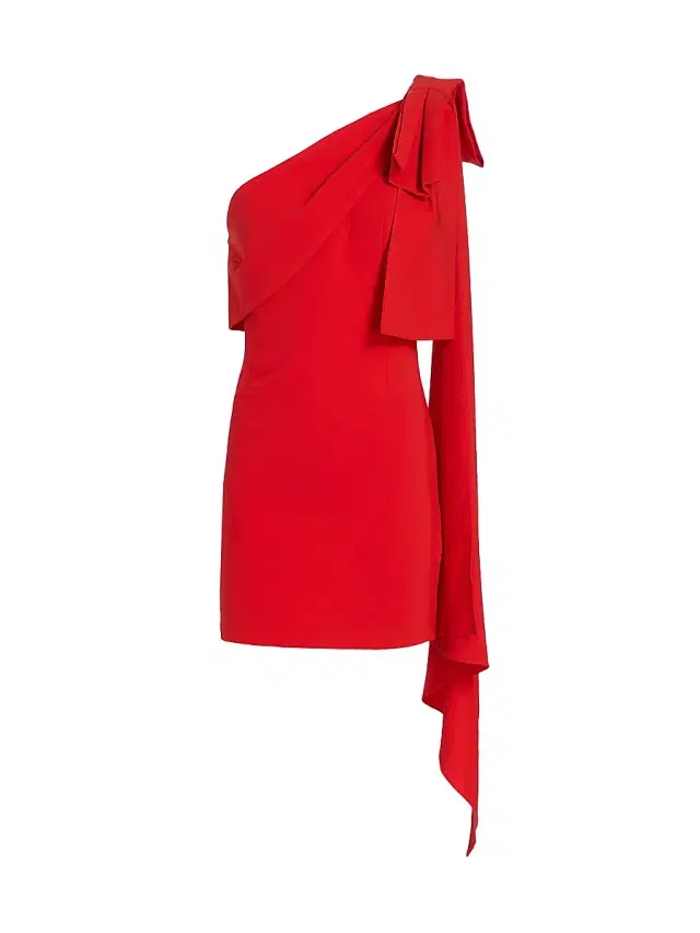 Women's Bella One-Shoulder Bow Minidress - Chili Red