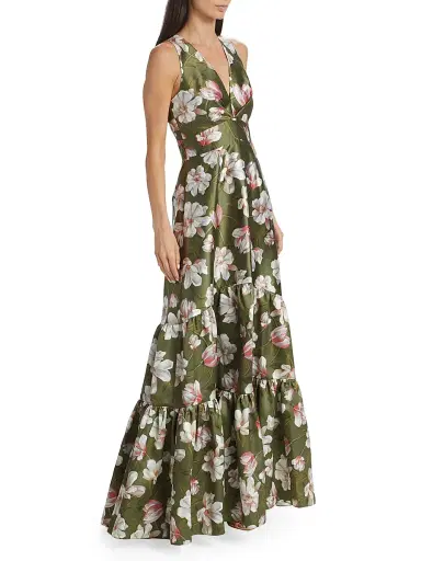 SACHIN BABI Women's Rori Floral Satin Gown - Moss Magnolia | Thumbnail 4 SACHIN BABI Women's Rori Floral Satin Gown - Moss Magnolia | Thumbnail 4