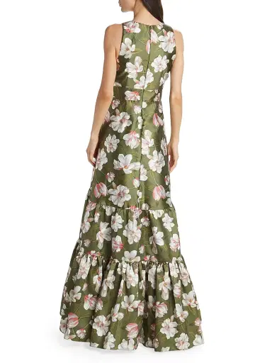 SACHIN BABI Women's Rori Floral Satin Gown - Moss Magnolia | Thumbnail 5 SACHIN BABI Women's Rori Floral Satin Gown - Moss Magnolia | Thumbnail 5