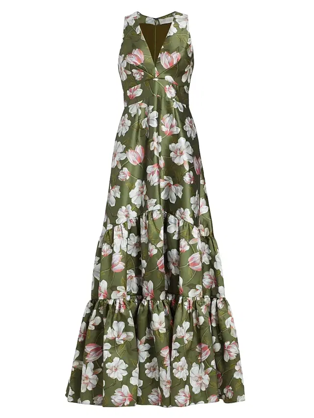 SACHIN BABI Women's Rori Floral Satin Gown - Moss Magnolia