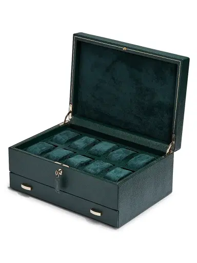 Wolf British Racing Green 10-Piece With Drawer Watch Box | Thumbnail 2 Wolf British Racing Green 10-Piece With Drawer Watch Box | Thumbnail 2